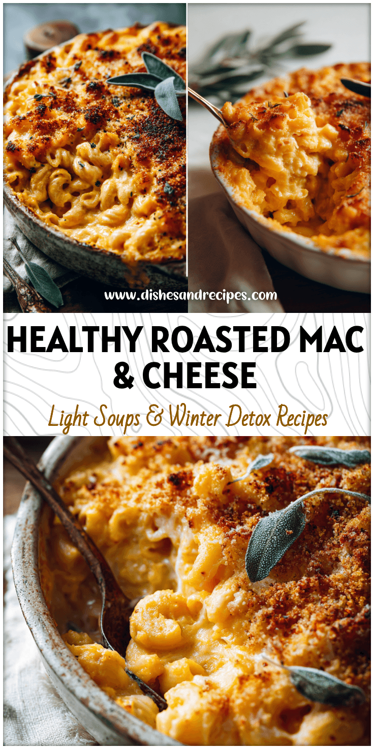 Baked Roasted Butternut Squash Mac And Cheese served in a rustic dish with golden crust.